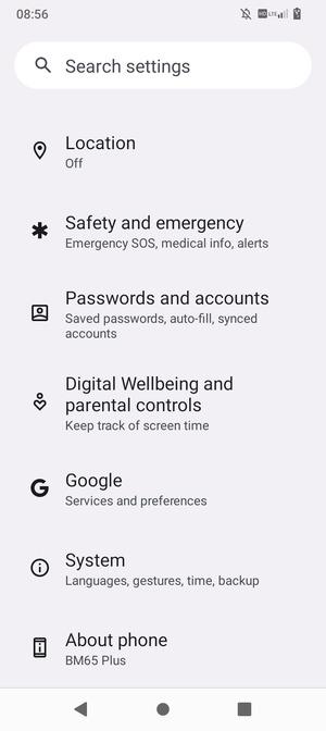 Return to the Settings menu and select Passwords and accounts