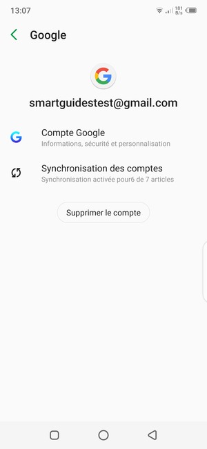 Sélectionnez Synchronisation des comptes