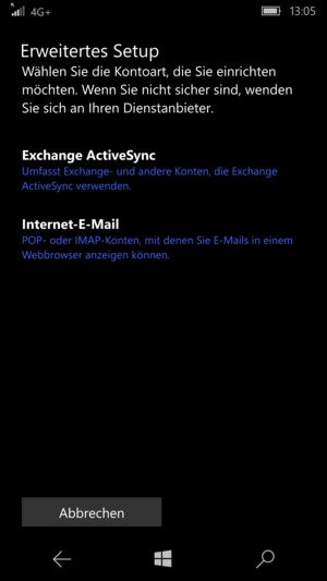 Wählen Sie Exchange ActiveSync