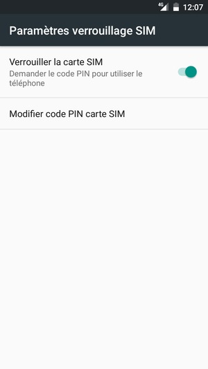 Sélectionnez  Modifier code PIN carte SIM