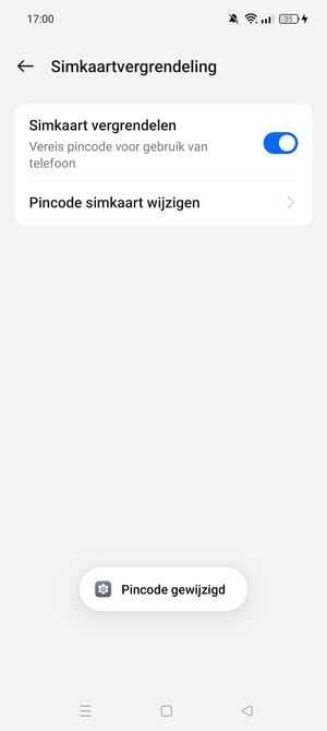 Uw Pincode voor simkaart is gewijzigd