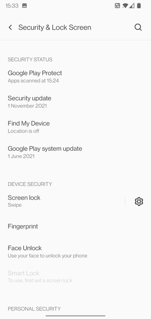 To activate your screen lock, go to the Security & Lock Screen menu and select Screen lock