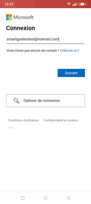 Saisissez votre adresse Hotmail et sélectionnez Suivant