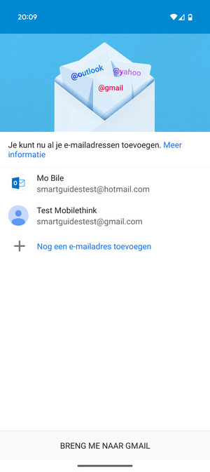 Selecteer BRENG ME NAAR GMAIL