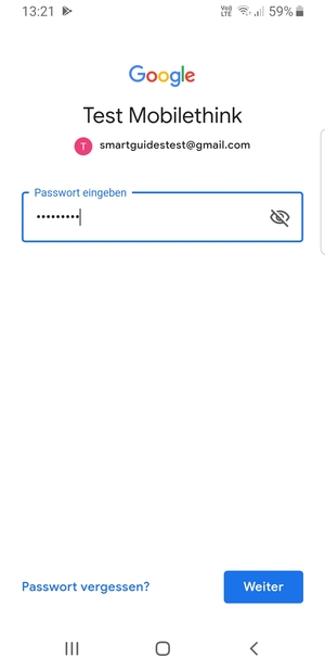 Geben Sie Ihre Gmail Passwort ein und wählen Sie Weiter
