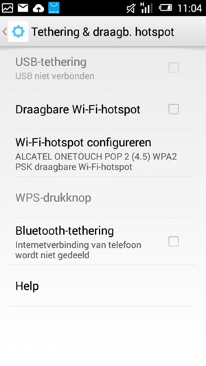 Vink het selectievakje Draagbare Wi-Fi-hotspot aan