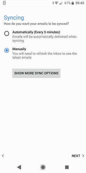 Select your preferred Syncing option and select NEXT