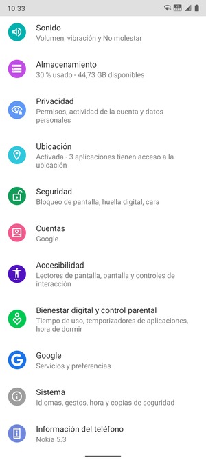 Desplácese y seleccione Cuentas