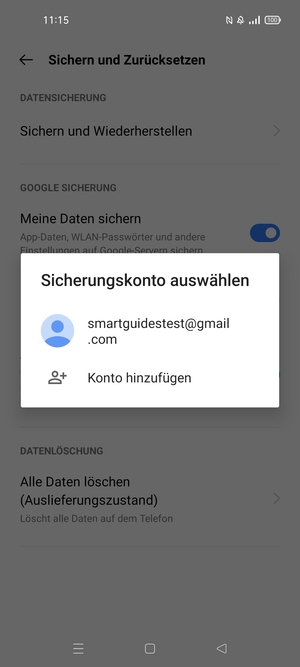 Wählen Sie Ihr Konto für Backup