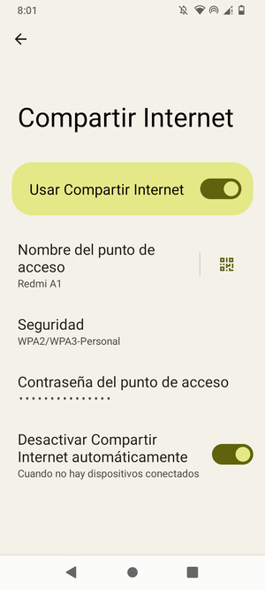 El teléfono ha sido configurado para su uso como módem