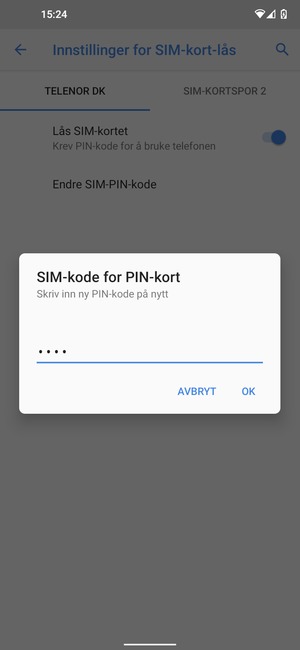 Bekreft din nye PIN-kode for SIM-kort og velg OK