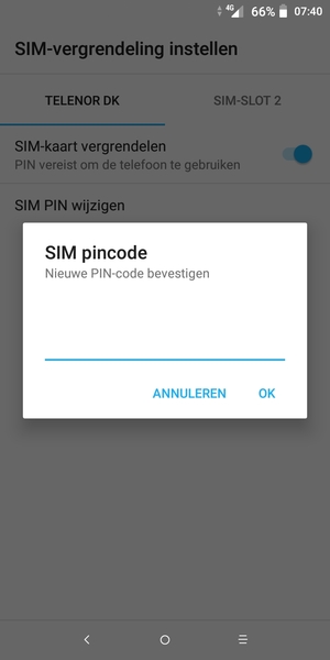 Bevestig uw nieuwe SIM PIN-code en selecteer OK