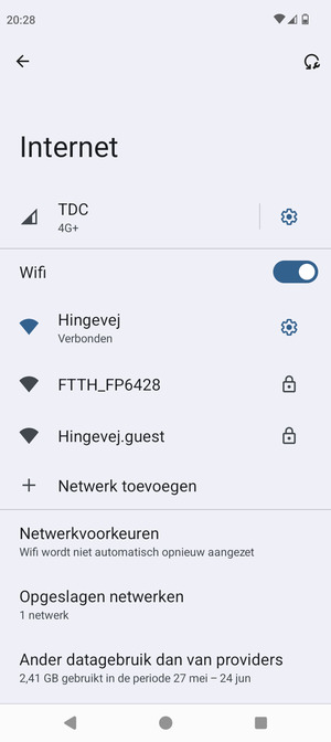 U bent nu verbonden met het WiFi-netwerk