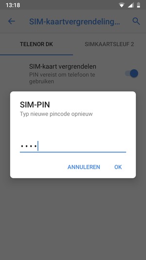 Bevestig uw nieuwe SIM-PIN en selecteer OK