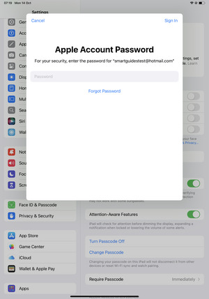 Enter your Apple ID password and select Sign in