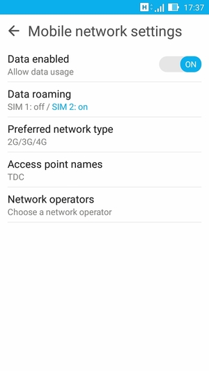 To change network if network problems occur, return to the Mobile network settings menu and select Network operators