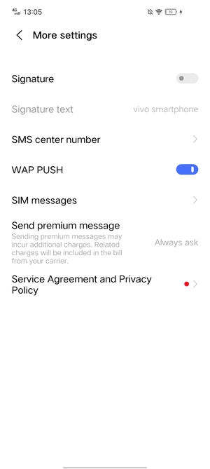 Select SMS center number