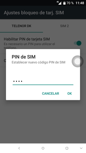 Introduzca su Nuevo código PIN de SIM y seleccione OK