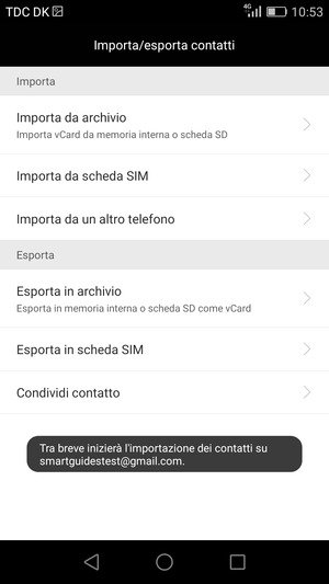 I tuoi contatti verranno salvati sul tuo account Google, e salvati sul tuo telefono la prossima volta che Google sarà sincronizzato.