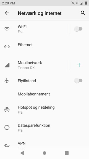 Vælg Hotspot og netdeling