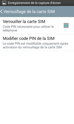 Sélectionnez Modifier code PIN de la SIM