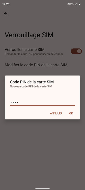 Saisissez votre Nouveau code PIN de la carte SIM et sélectionnez OK