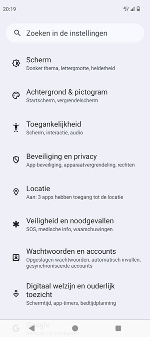 Scroll naar en selecteer Locatie