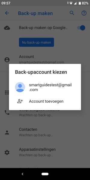 Selecteer uw back-up-account