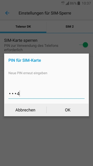 Bestätigen Sie Ihre neue PIN und wählen Sie OK