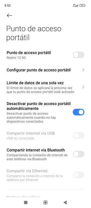 Seleccione Configurar punto de acceso portátil