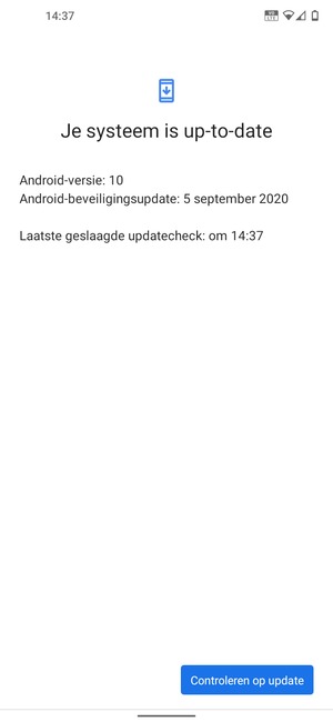 Als uw telefoon up-to-date is, zult u het volgende scherm zien