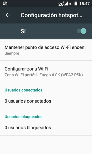 El teléfono ha sido configurado para su uso como módem