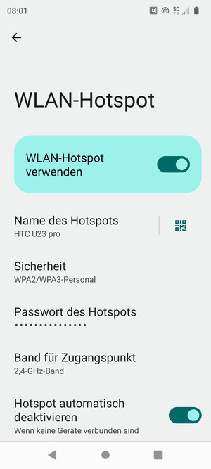 Ihr Handy ist jetzt für die Verwendung als Modem eingerichtet