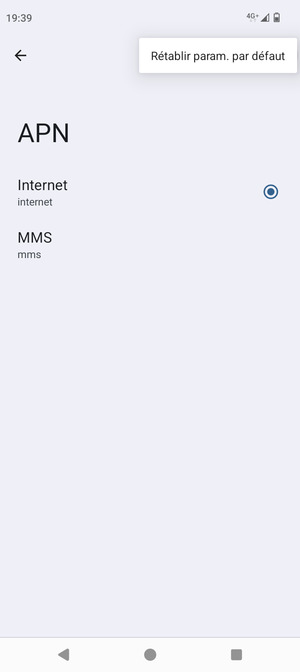Sélectionnez Rétablir param. par défaut