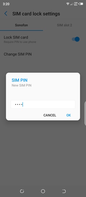 Enter your New SIM PIN and select OK