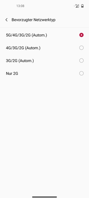 Wählen Sie die gewünschte Option