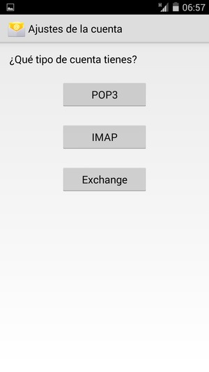 Seleccione POP3 o IMAP