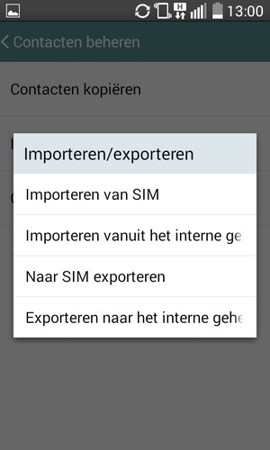 Selecteer Importeren van SIM
