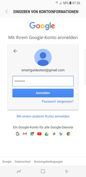 Geben Sie Ihre Gmail Passwort ein und wählen Sie Anmelden