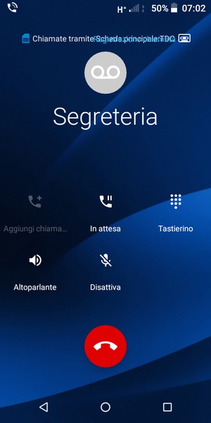Se la segreteria telefonica chiama come mostrato in questa schermata, il tuo telefono è configurato correttamente.