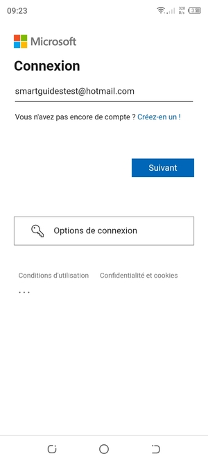 Saisissez votre adresse Hotmail et sélectionnez Suivant