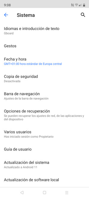 Desplácese y seleccione Copia de seguridad