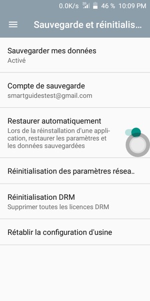 Sélectionnez Compte de sauvegarde