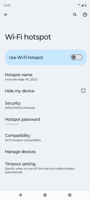 Select Hotspot password