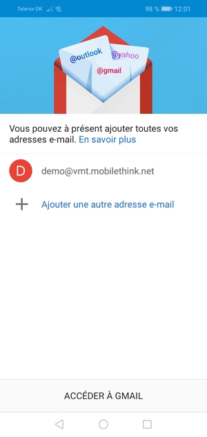 Sélectionnez ACCÉDER À GMAIL