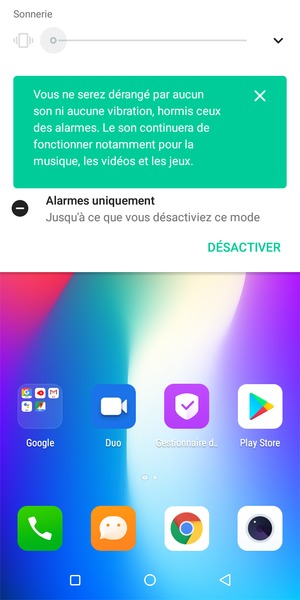 Appuyez une fois de plus pour passer en mode silencieux