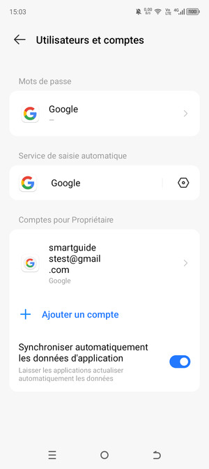 Sélectionnez votre compte Google