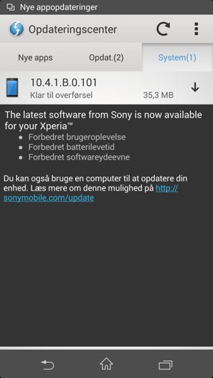Hvis din telefon ikke er opdateret, vælg Download