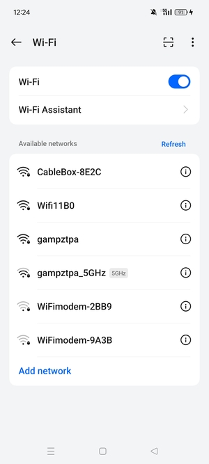 Select the wireless network you want to connect to