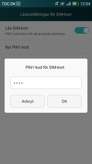 Bekräfta din Nya PIN-kod för SIM-kort och välj OK